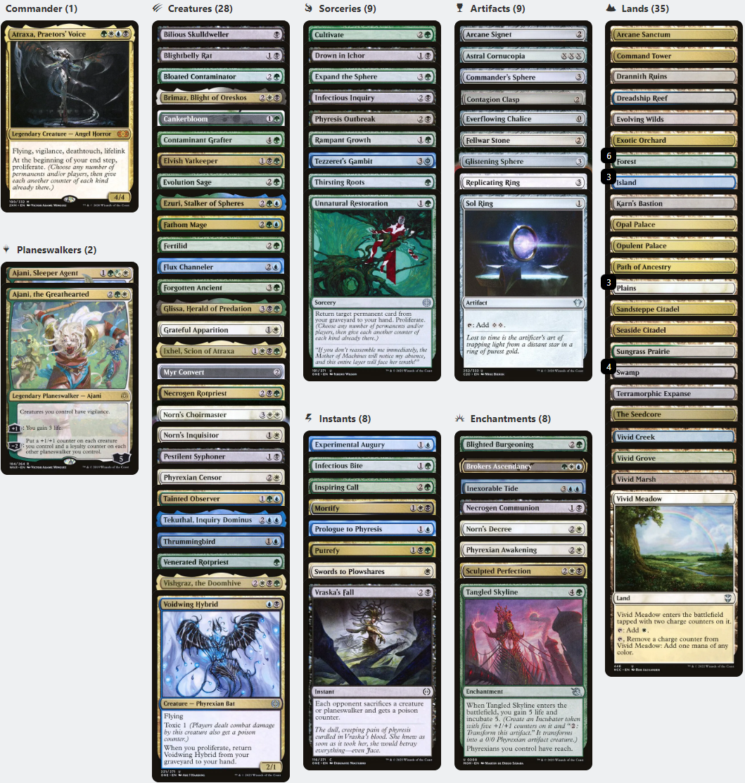 Atraxa, Praetor's Voice PROLIFERATE COUNTERS POISON Magic MTG Custom Commander Deck