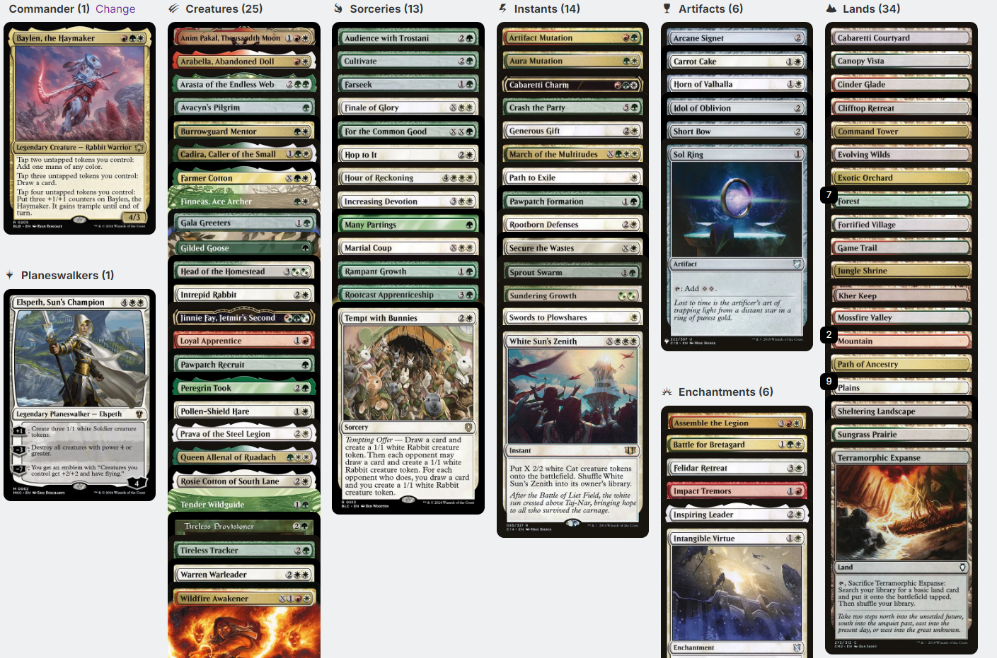 Baylen, the Haymaker CREATURE TOKENS OFFSPRING Magic MTG Custom Commander Deck