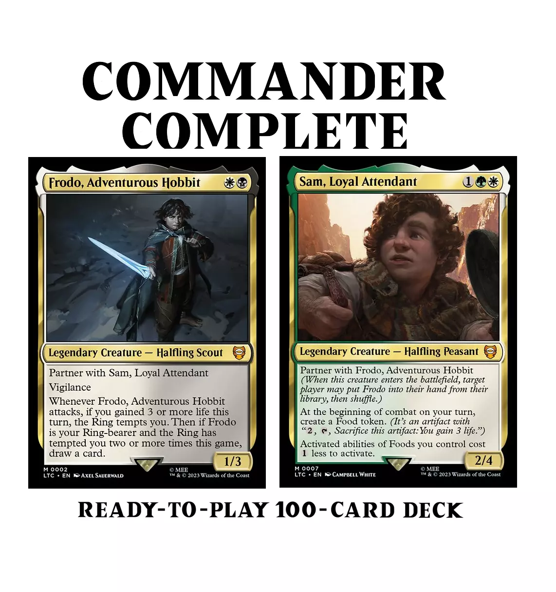 Frodo, Adventurous Hobbit and Sam, Loyal Attendant LotR Magic MTG Comm CommanderComplete Frodo, Adventurous Hobbit and Sam, Loyal Attendant LotR Magic MTG Comm CommanderComplete