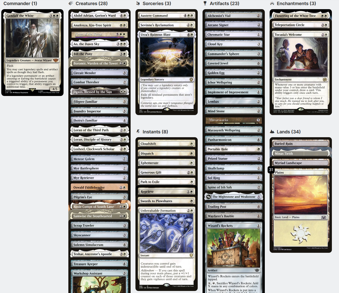 Gandalf the White LotR DOUBLE TRIGGERS Magic MTG Custom Commander Deck