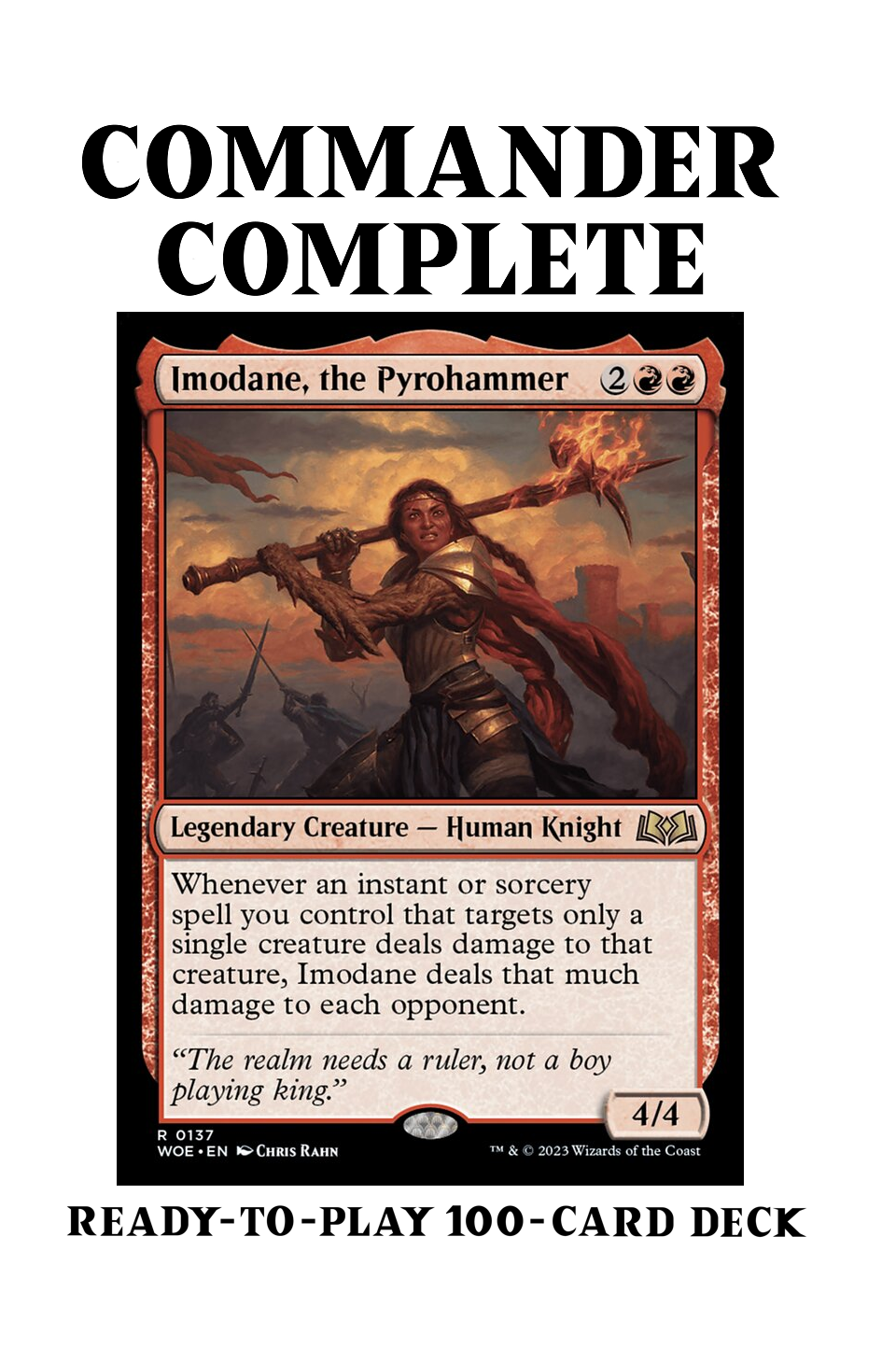 Imodane, the Pyrohammer BURN SPELLS Wilds of Eldraine WOE Magic MTG Custom Commander Deck Imodane, the Pyrohammer BURN SPELLS Wilds of Eldraine WOE Magic MTG Custom Commander Deck