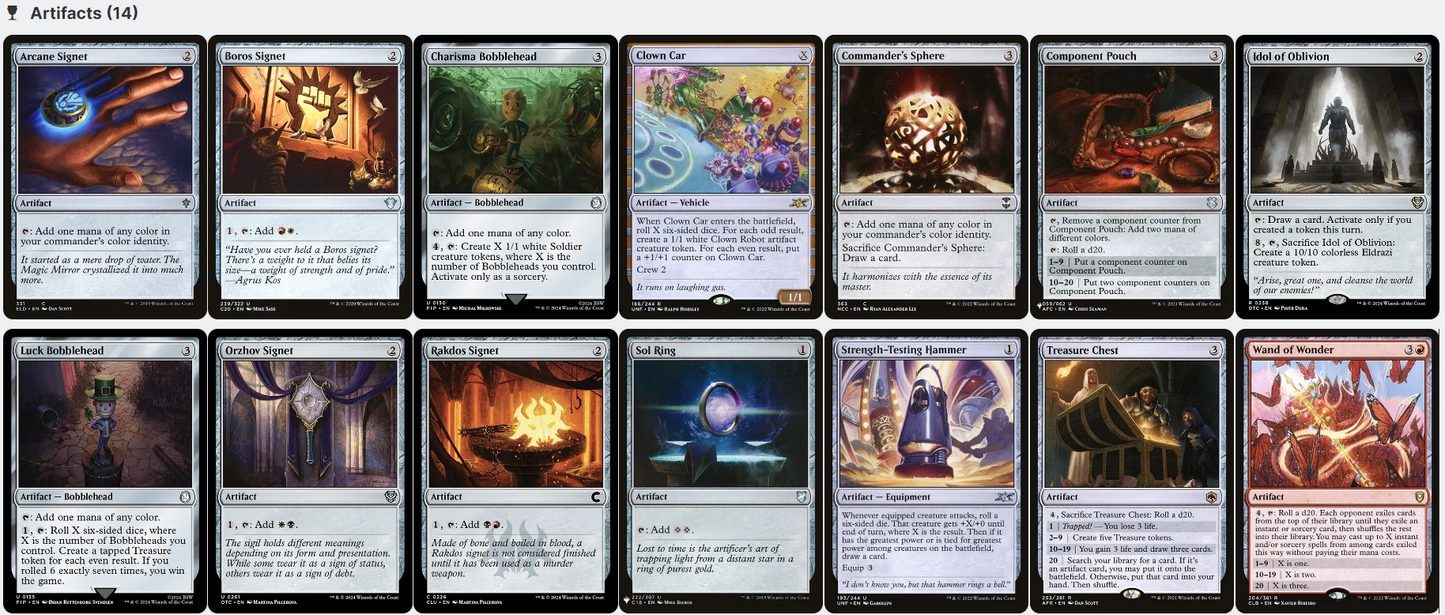 Mr. House, President and CEO DICE ROLLS TREASURE Fallout Magic MTG Custom Commander Deck