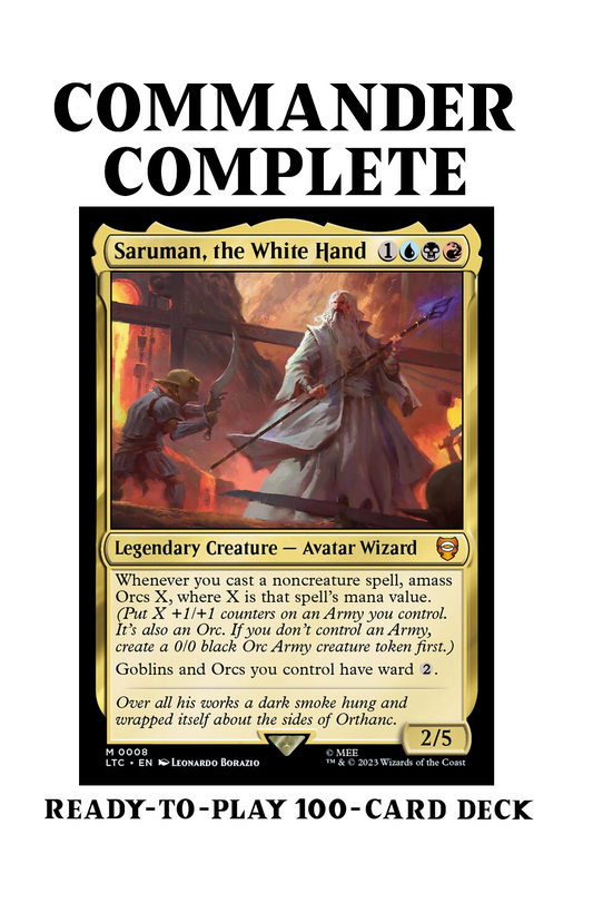 Saruman, the White Hand LotR AMASS ORCS Spells Magic MTG Custom Commander Deck