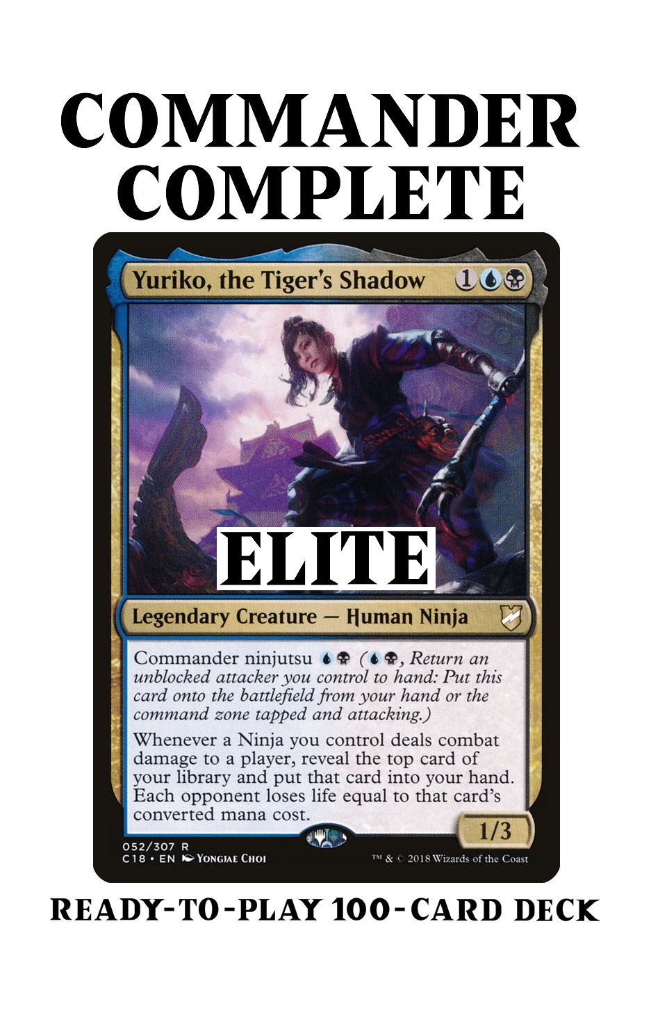 Yuriko, the Tiger's Shadow ELITE Ninja Tribal Magic MTG Custom Commander Deck