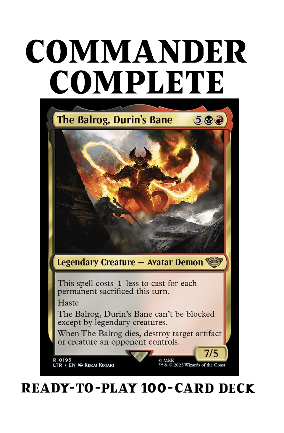The Balrog, Durin's Bane LotR SACRIFICE Treasure Magic MTG Custom Comm CommanderComplete The Balrog, Durin's Bane LotR SACRIFICE Treasure Magic MTG Custom Comm CommanderComplete