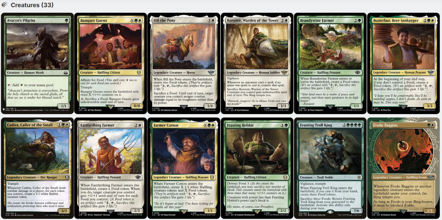 Samwise Gamgee LotR FOOD TOKENS Magic MTG Custom Commander Deck