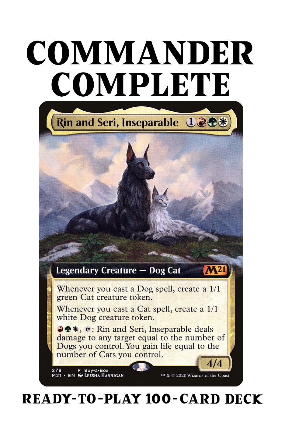 Rin and Seri, Inseparable Cats and Dogs Tribal Tokens Magic MTG Commander Deck