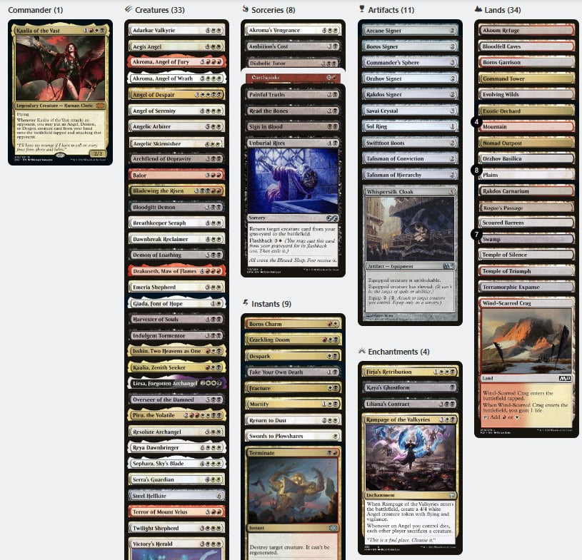 Kaalia of the Vast Angels Demons Dragons Magic MTG Commander Deck