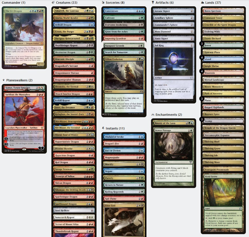The Ur-Dragon Dragon Tribal Five-Color Magic MTG Commander Deck