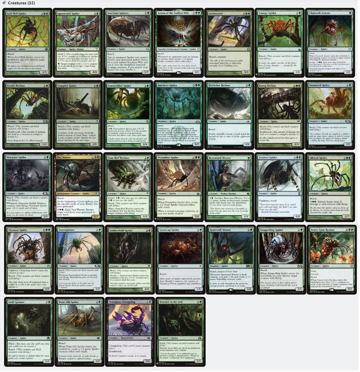 Ishkanah, Grafwidow Spider Tribal Tokens Magic MTG Commander Deck