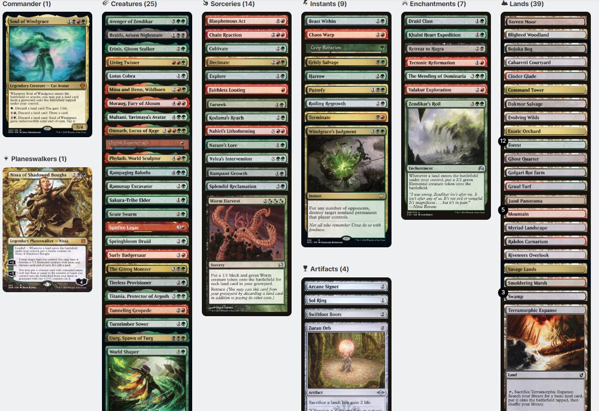 Soul of Windgrace Landfall Lands Jund Magic MTG Commander Deck