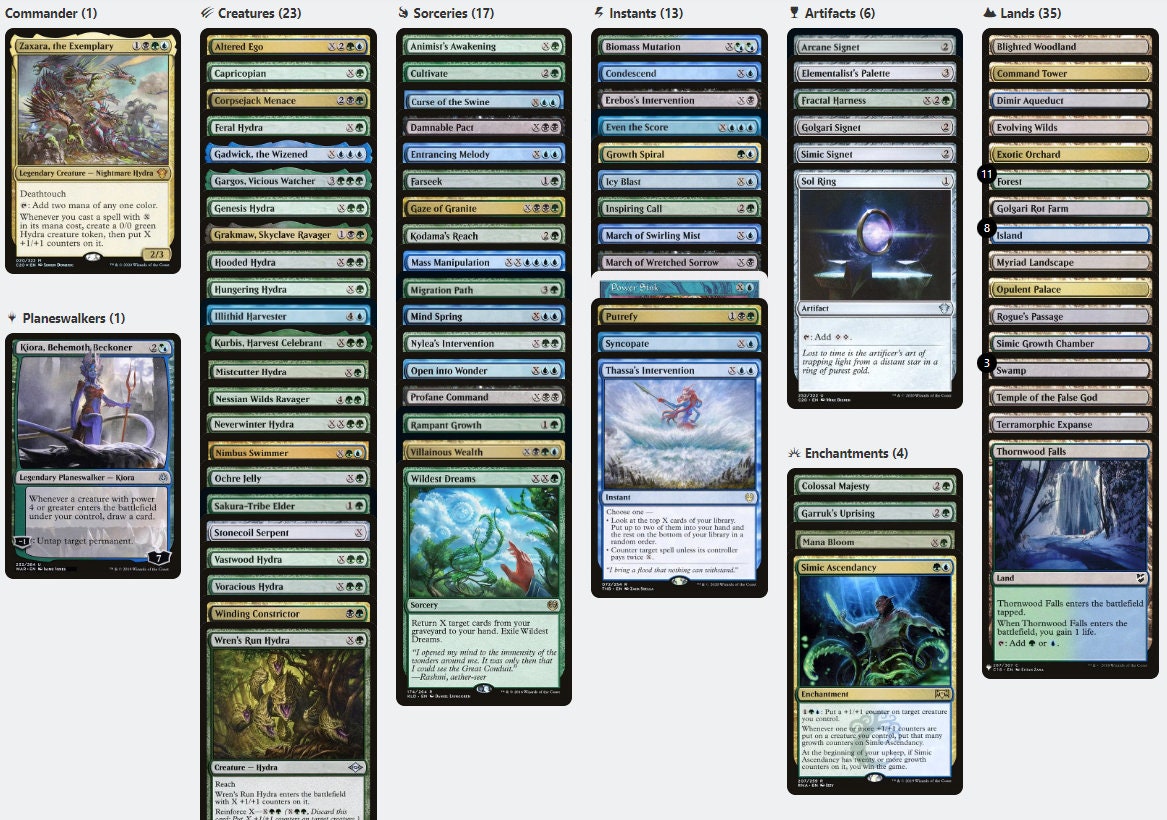 Zaxara, the Exemplary Hydra Tribal X-Spells Magic MTG Commander Deck