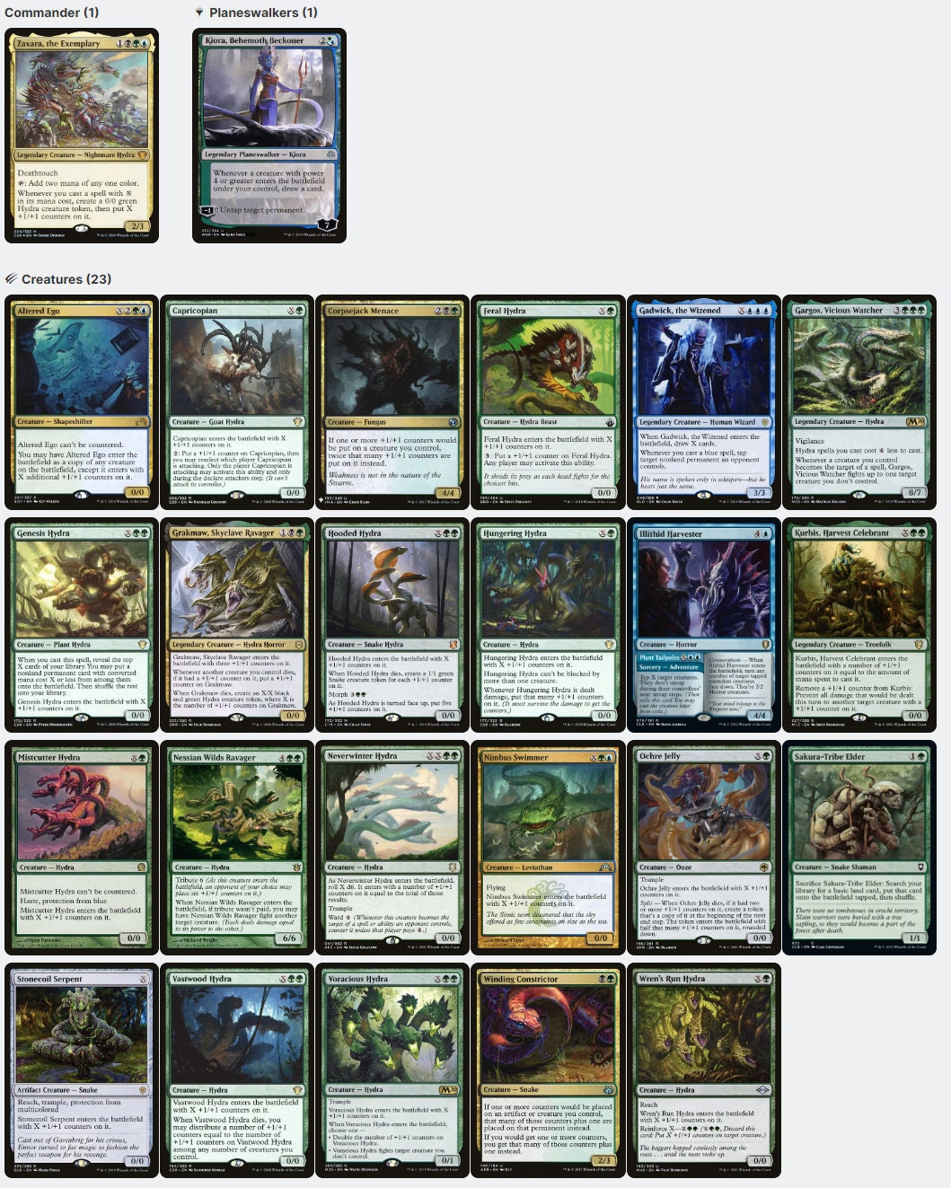 Zaxara, the Exemplary Hydra Tribal X-Spells Magic MTG Commander Deck