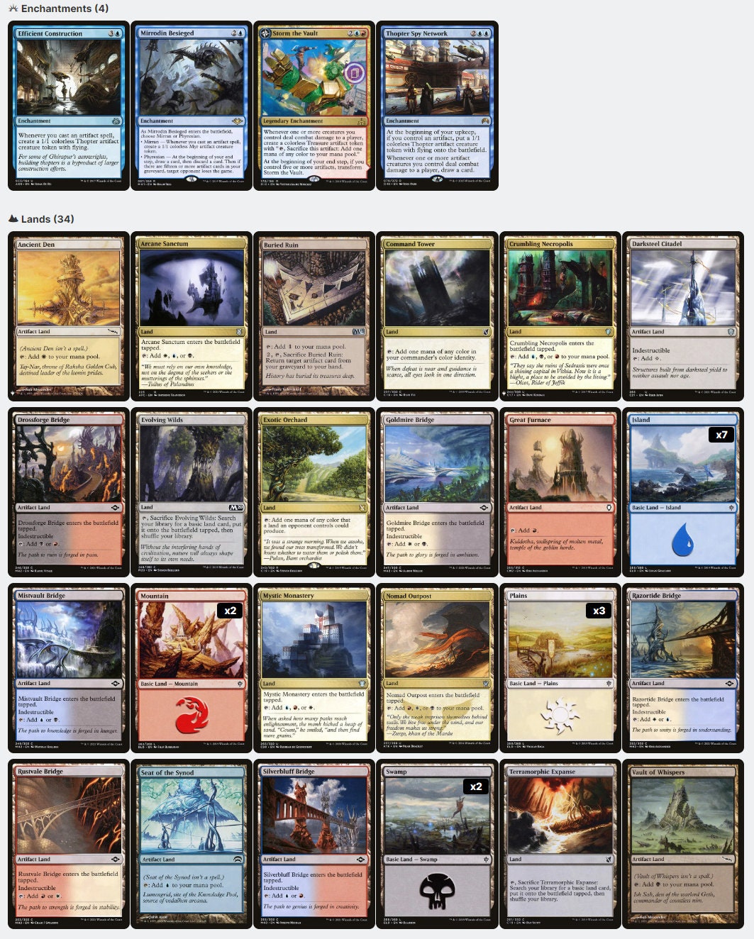 Breya, Etherium Shaper Artifact Metalcraft Affinity Magic MTG Commander Deck