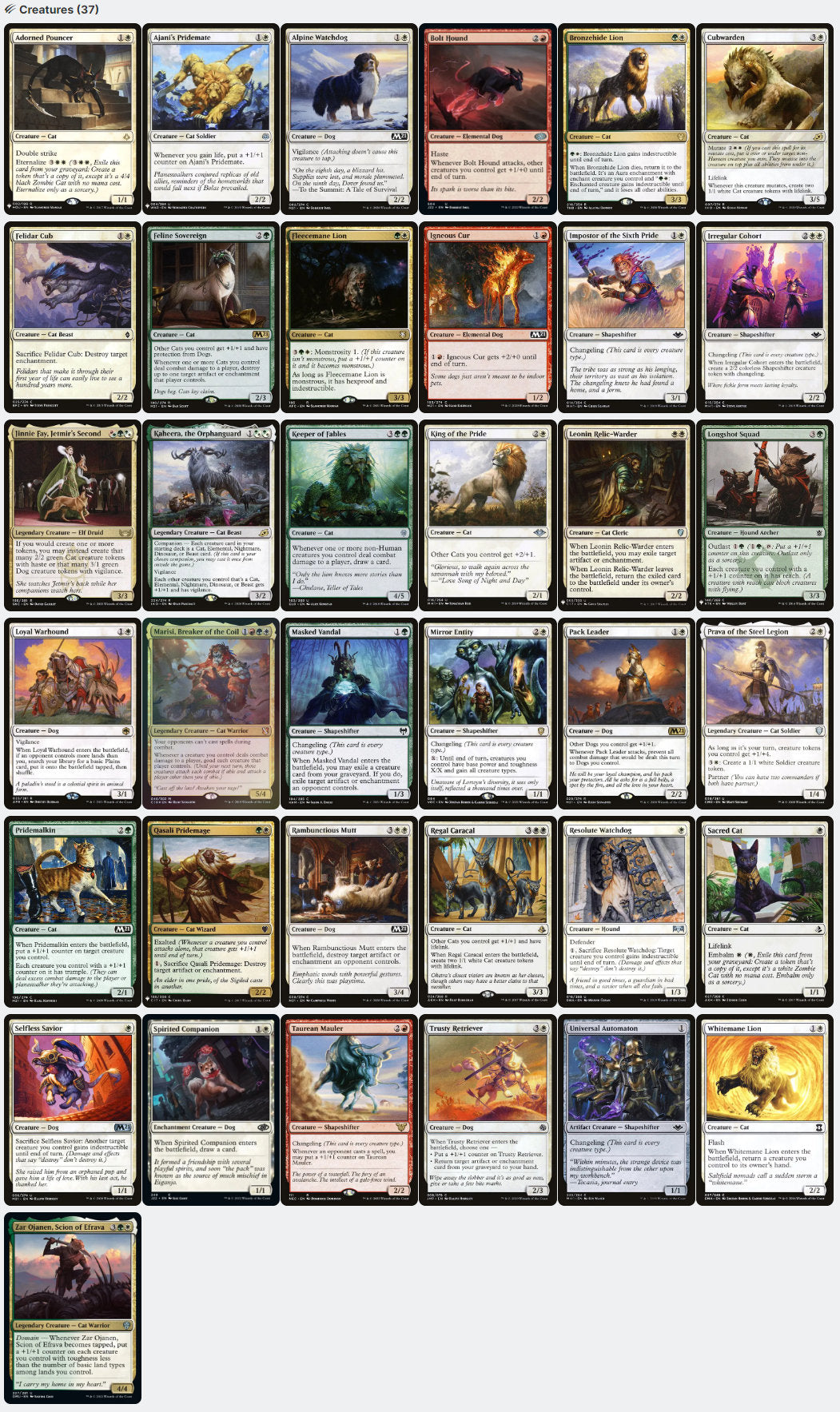 Rin and Seri, Inseparable Cats and Dogs Tribal Tokens Magic MTG Commander Deck