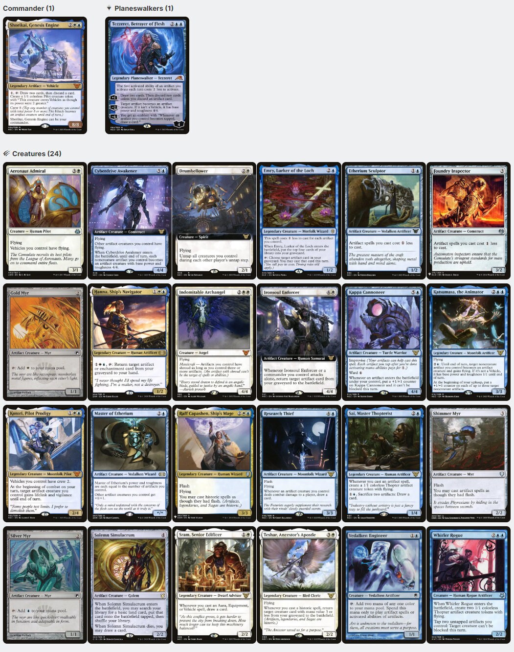 Shorikai, Genesis Engine  Vehicles Pilots Artifacts Magic MTG Commander Deck