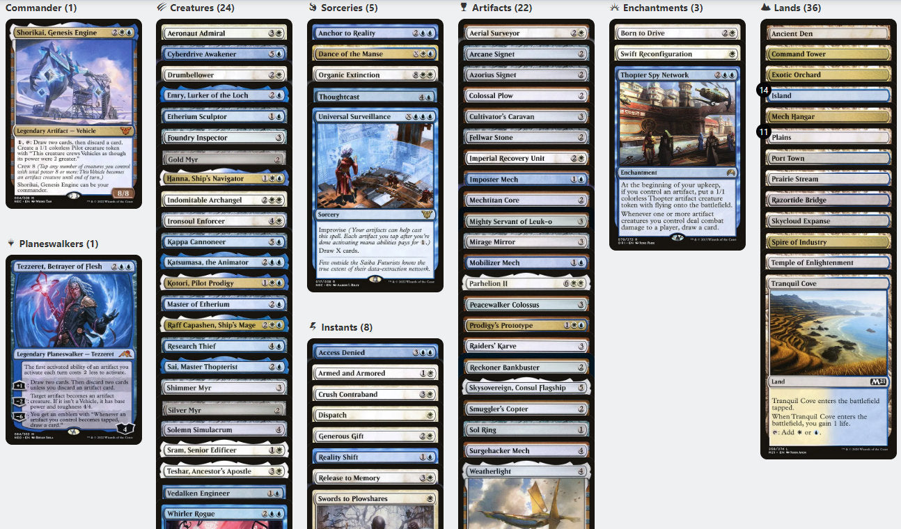 Shorikai, Genesis Engine  Vehicles Pilots Artifacts Magic MTG Commander Deck