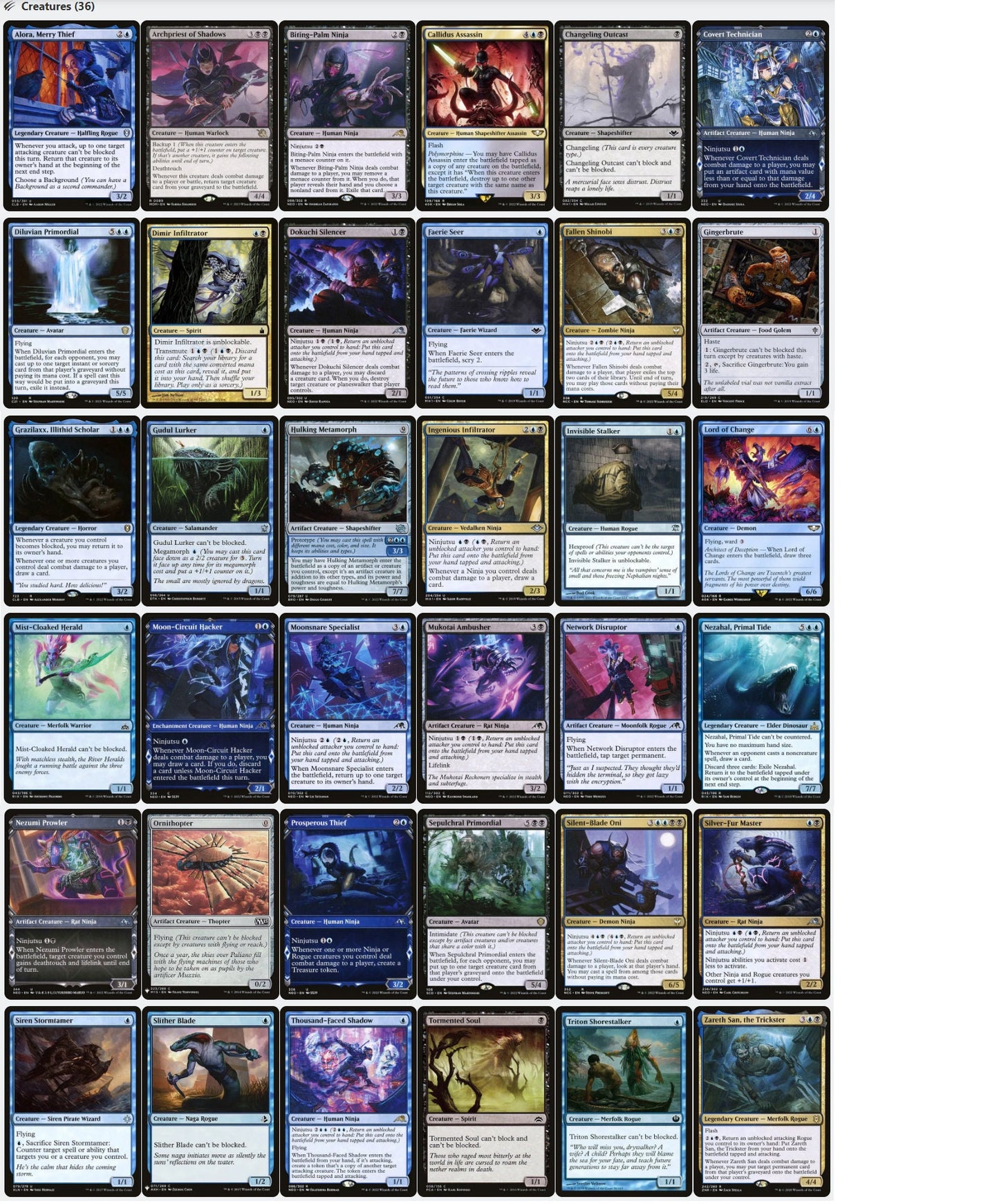 Satoru Umezawa NINJA Tribal NINJITSU Magic Mtg Custom Commander Deck