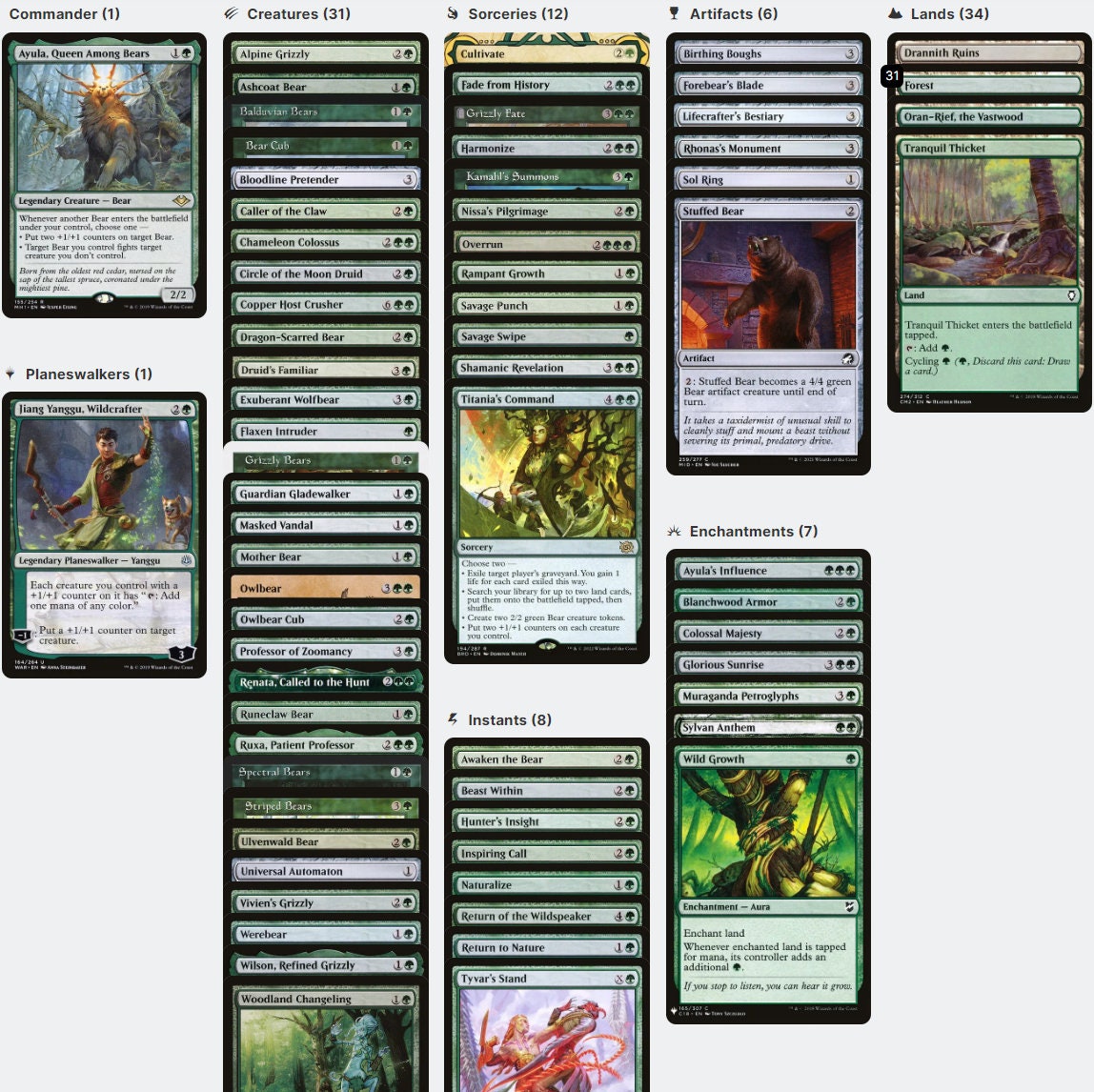 Ayula, Queen Among Bears BEAR TRIBAL Magic MTG Custom Commander Deck