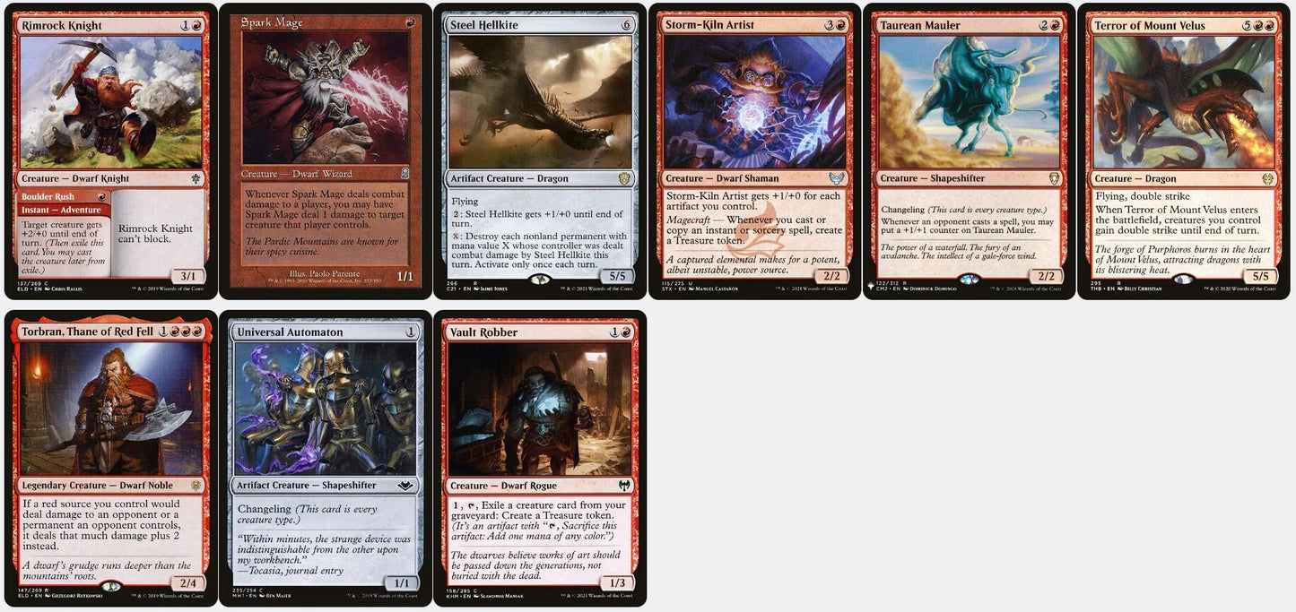 Magda, Brazen Outlaw DWARVES DRAGONS TREASURE Magic Mtg Custom Commander Deck