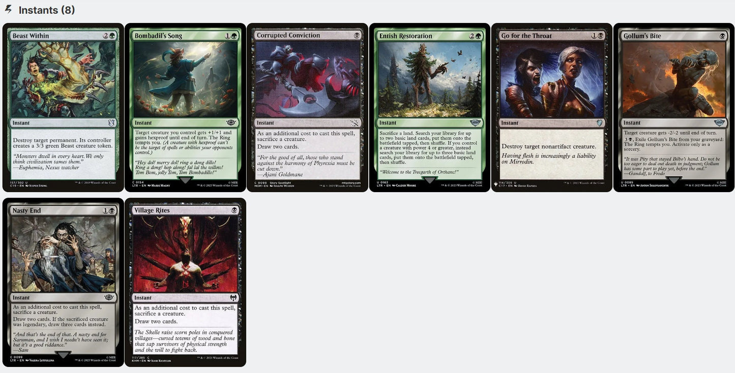 Smeagol, Helpful Guide LotR CREATURE SACRIFICE Magic MTG Custom Commander Deck