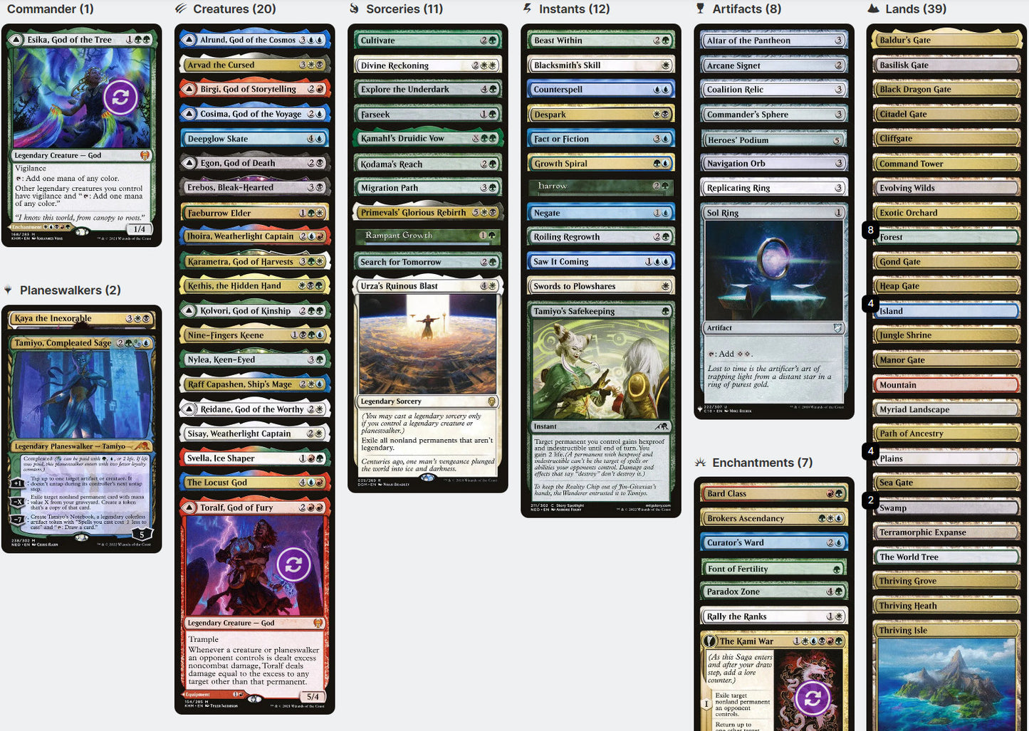 Esika, God of the Tree/The Prismatic Bridge 5C Magic MTG Custom Commander Deck