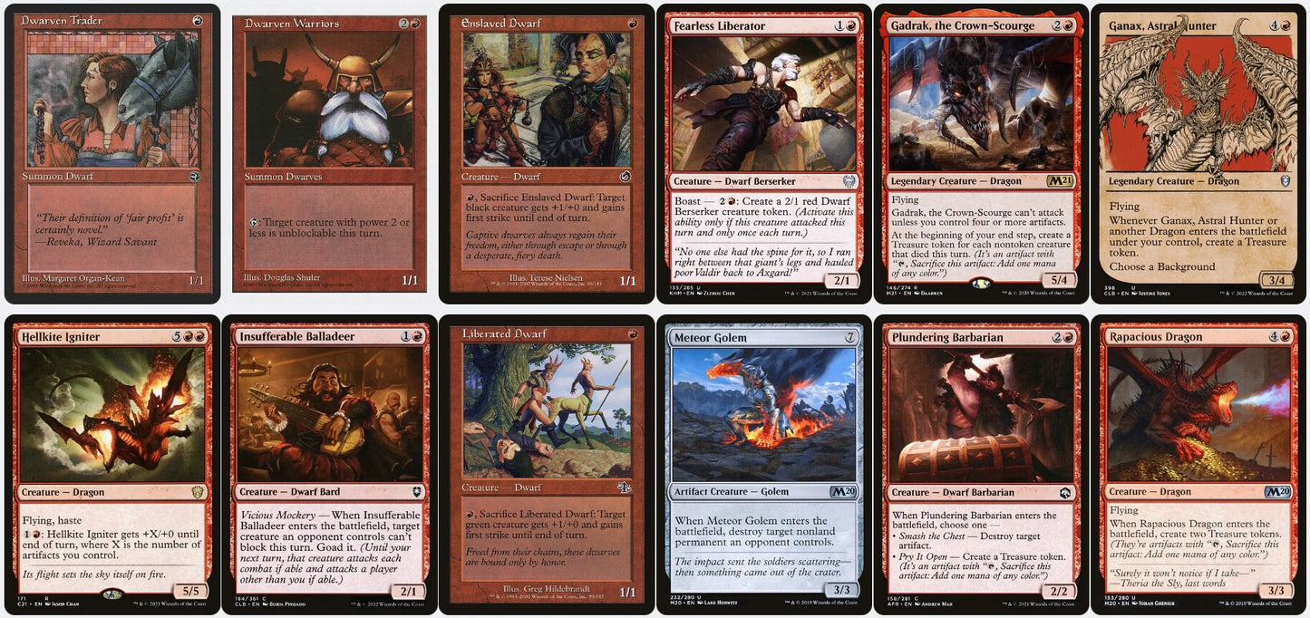 Magda, Brazen Outlaw DWARVES DRAGONS TREASURE Magic Mtg Custom Commander Deck