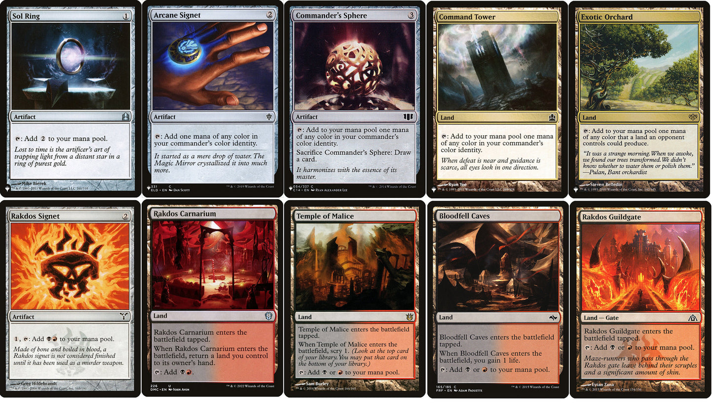 RAKDOS Commander Deck Builder Starter Pack Kit Black/Red MANA Lands Artifacts