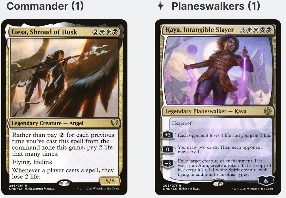 Liesa, Shroud of Dusk LIFE DRAIN LIFEGAIN Tax Magic Mtg Custom Commander Deck