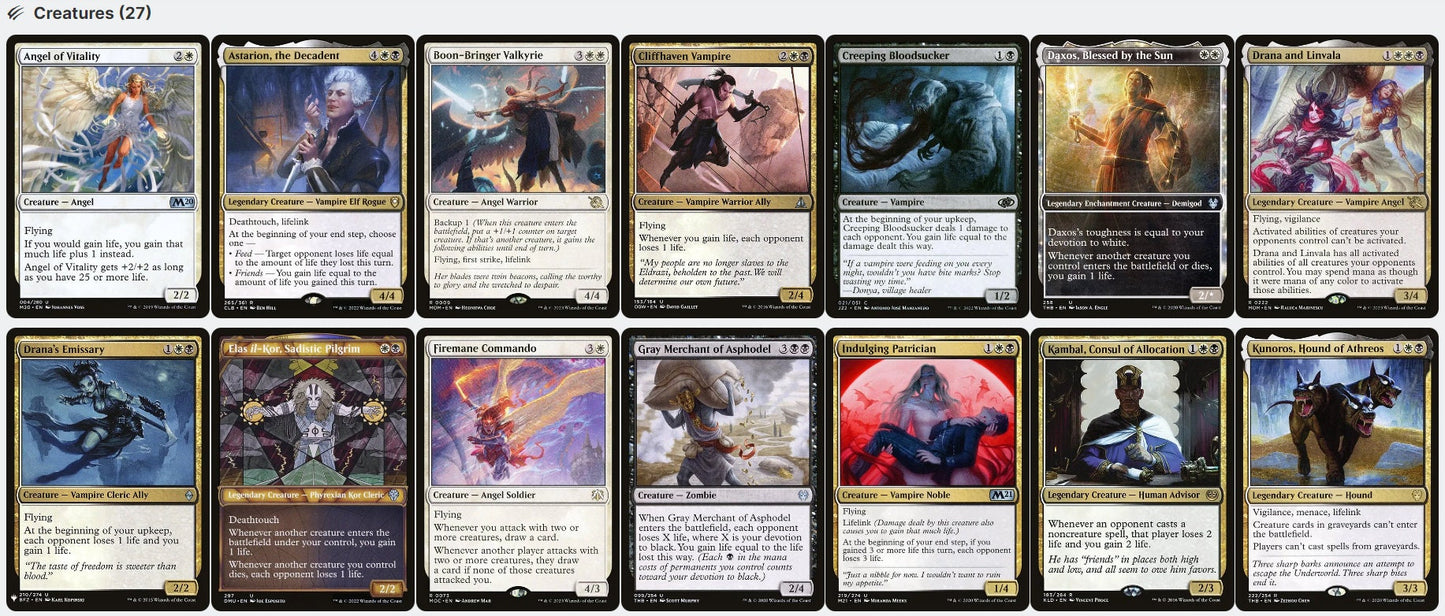 Liesa, Shroud of Dusk LIFE DRAIN LIFEGAIN Tax Magic Mtg Custom Commander Deck