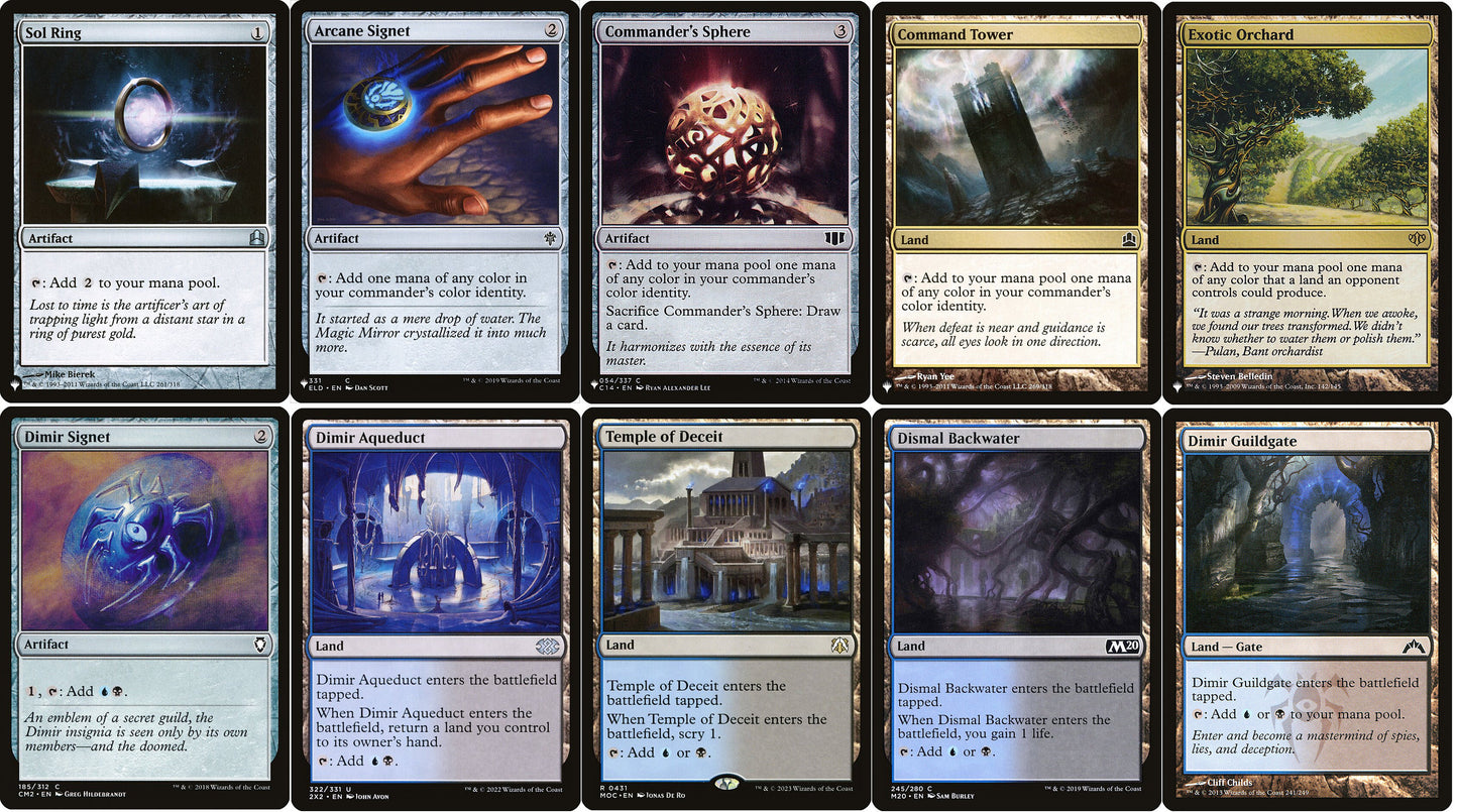 DIMIR Commander Deck Builder Starter Pack Kit Blue/Black MANA Lands Artifacts