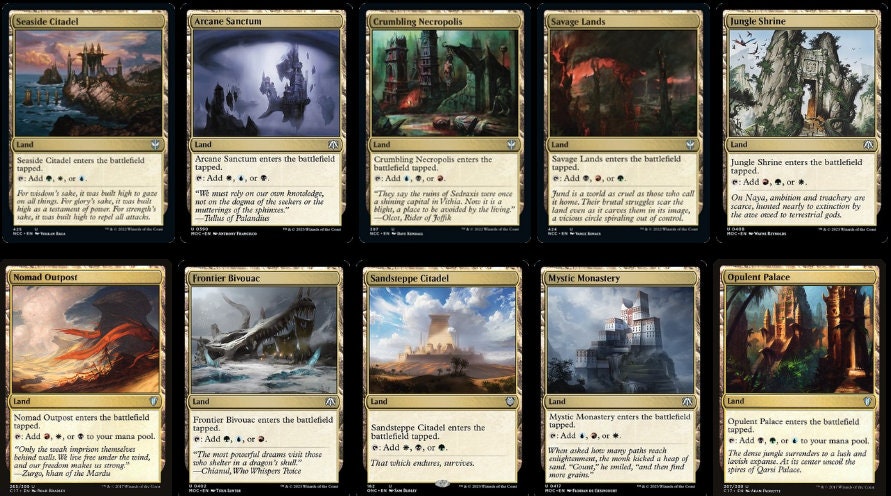 Set of All 10 Trilands Magic: the Gathering MTG Commander EDH Tri-land CommanderComplete Set of All 10 Trilands Magic: the Gathering MTG Commander EDH Tri-land CommanderComplete