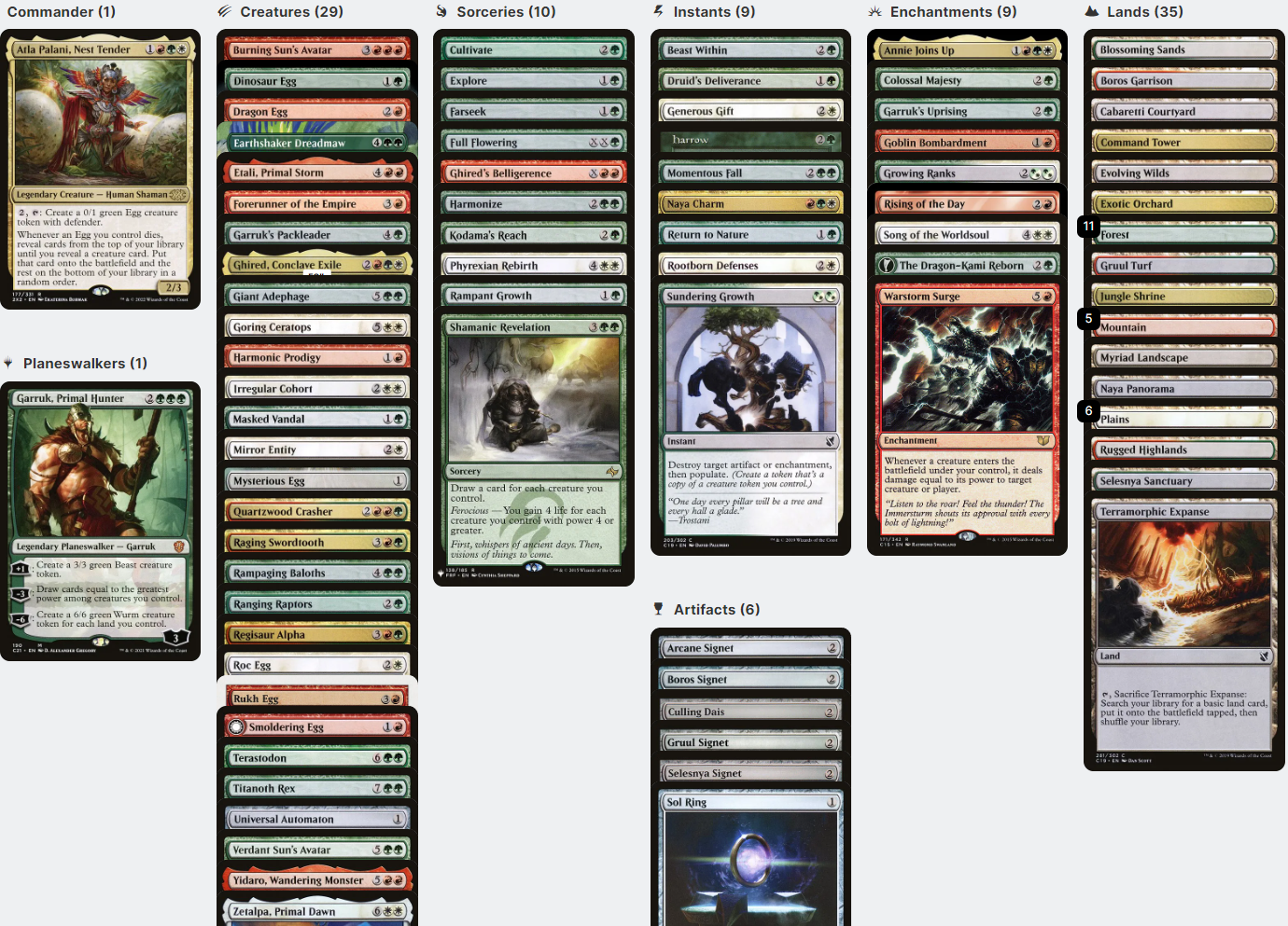 Atla Palani, Nest Tender DINOSAUR EGGS Magic Mtg Commander Deck CommanderComplete Atla Palani, Nest Tender DINOSAUR EGGS Magic Mtg Commander Deck CommanderComplete