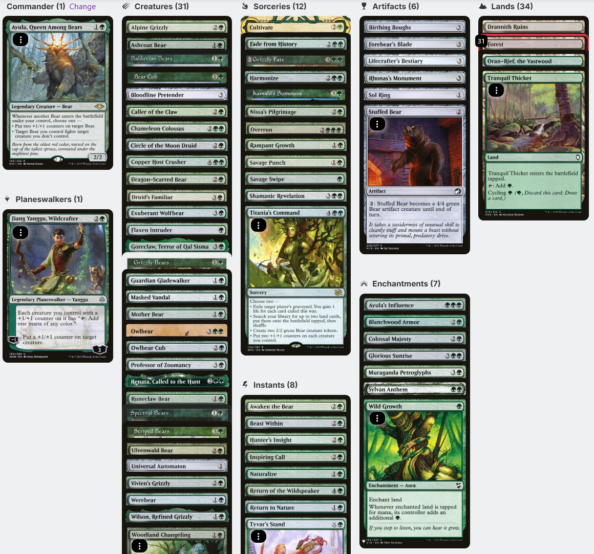 Ayula, Queen Among Bears BEAR TRIBAL Magic MTG Custom Commander Deck