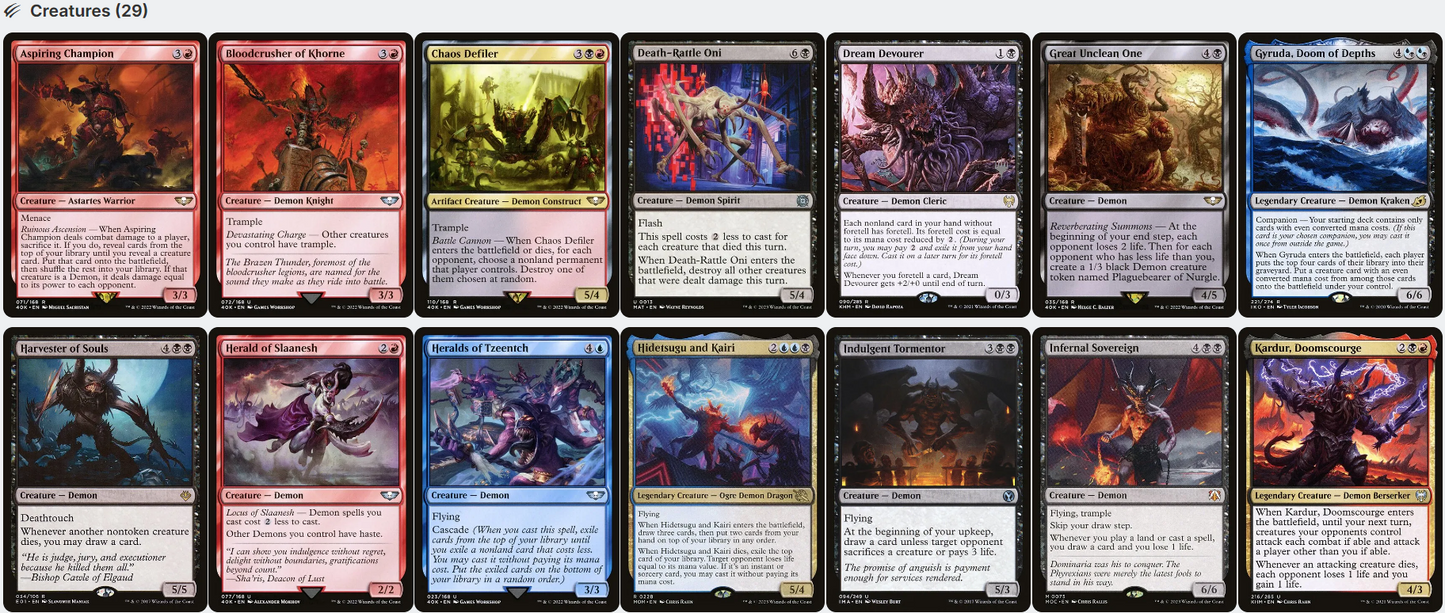 Be'lakor, the Dark Master DEMONS Warhammer 40k Magic MTG Custom Commander Deck