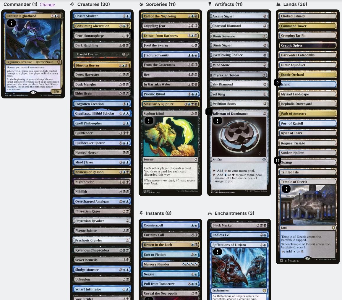 Captain N'ghathrod Horror Tribal Mill Magic MTG Commander Deck Captain N'ghathrod Horror Tribal Mill Magic MTG Commander Deck