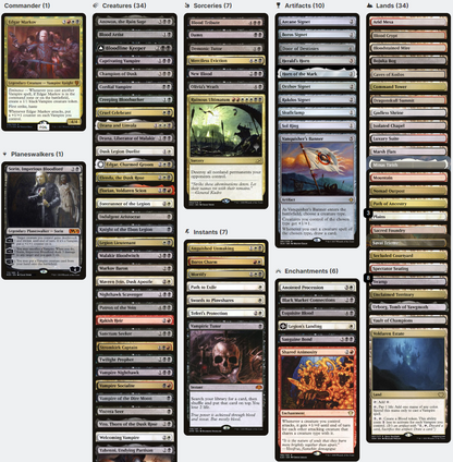 Edgar Markov ELITE Vampire Tribal Magic MTG Custom Commander Deck Edgar Markov ELITE Vampire Tribal Magic MTG Custom Commander Deck