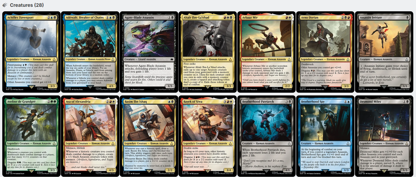mtg assassin's creed commander deck list Ezio Auditore Da Firenze ASSASSINS Magic Custom Rankings for All 37 Assassin's