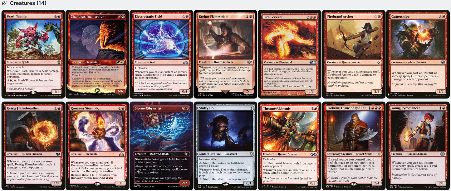 Imodane, the Pyrohammer BURN SPELLS Wilds of Eldraine WOE Magic MTG Custom Commander Deck
