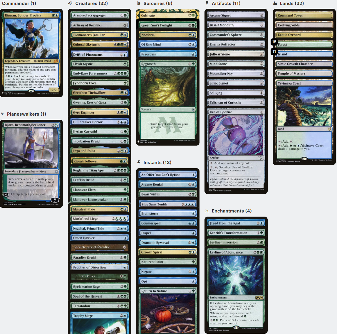 Kinnan, Bonder Prodigy MANA ROCKS Magic MTG Custom Commander Deck CommanderComplete Kinnan, Bonder Prodigy MANA ROCKS Magic MTG Custom Commander Deck CommanderComplete