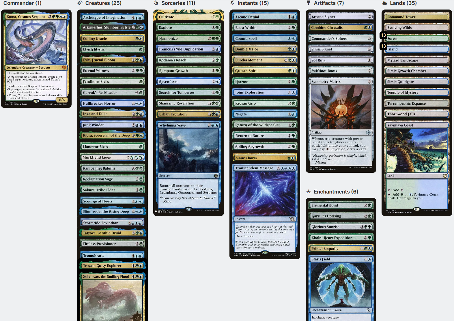 Koma, Cosmos Serpent Ramp and Giant Creatures Magic MTG Custom Command – CommanderComplete