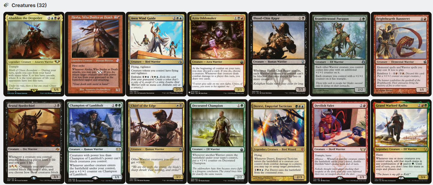 Najeela, Blade Blossom WARRIORS FIVE-COLOR Magic Mtg Custom Commander Deck
