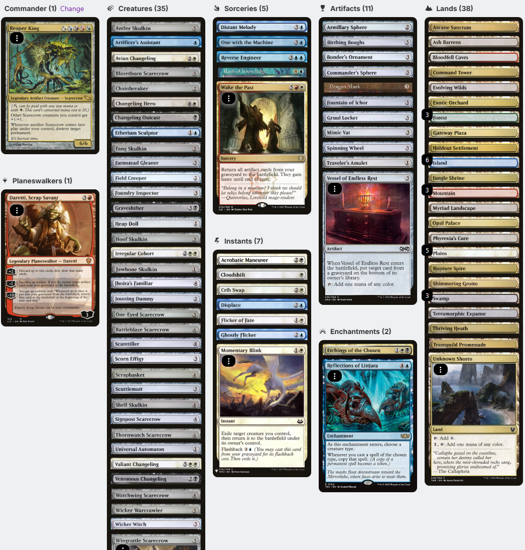 Reaper King Scarecrow Tribal Five-Color Magic MTG Commander Deck