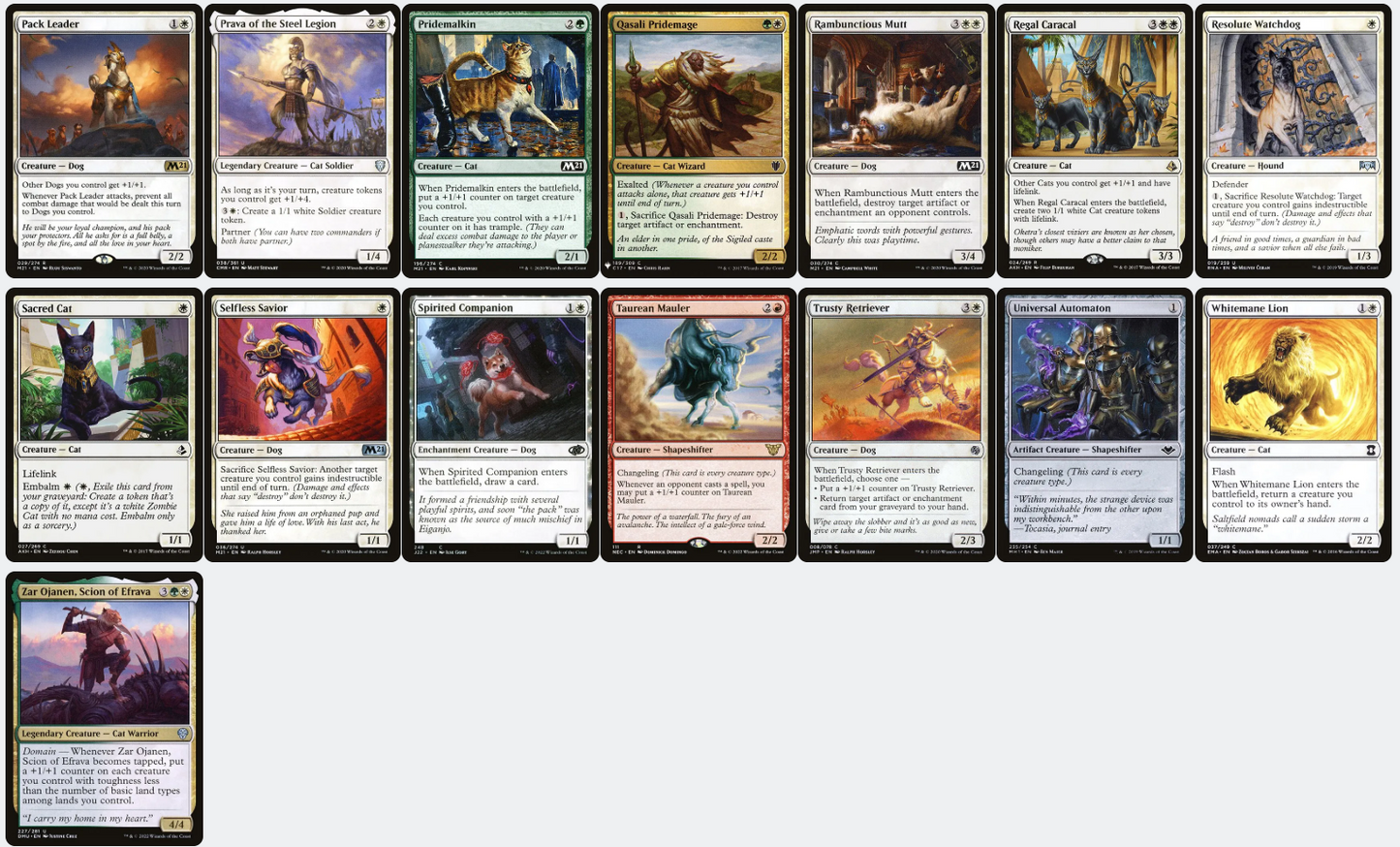 Rin and Seri, Inseparable Cats and Dogs Tribal Tokens Magic MTG Commander Deck