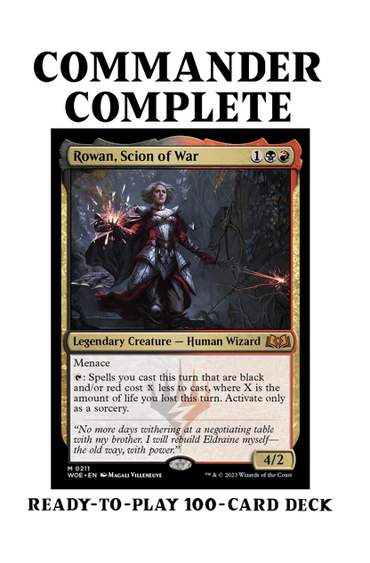 Rowan, Scion of War X-SPELLS LIFE LOSS LIFEGAIN Magic MTG Custom Commander Deck Rowan, Scion of War X-SPELLS LIFE LOSS LIFEGAIN Magic MTG Custom Commander Deck
