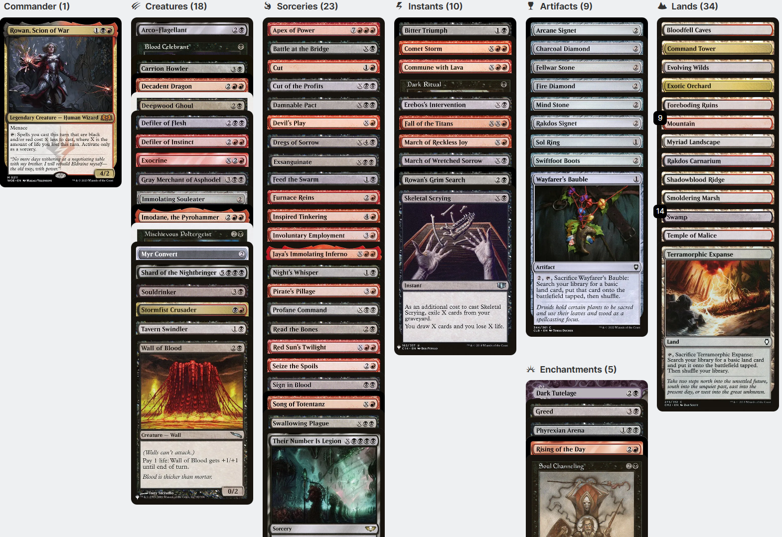 Rowan, Scion of War X-SPELLS LIFE LOSS LIFEGAIN Magic MTG Custom Commander Deck Rowan, Scion of War X-SPELLS LIFE LOSS LIFEGAIN Magic MTG Custom Commander Deck