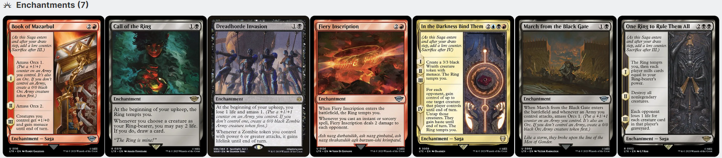 Sauron, the Dark Lord LotR THE RING TEMPS YOU AMASS ORCS Magic Mtg Custom Commander Deck