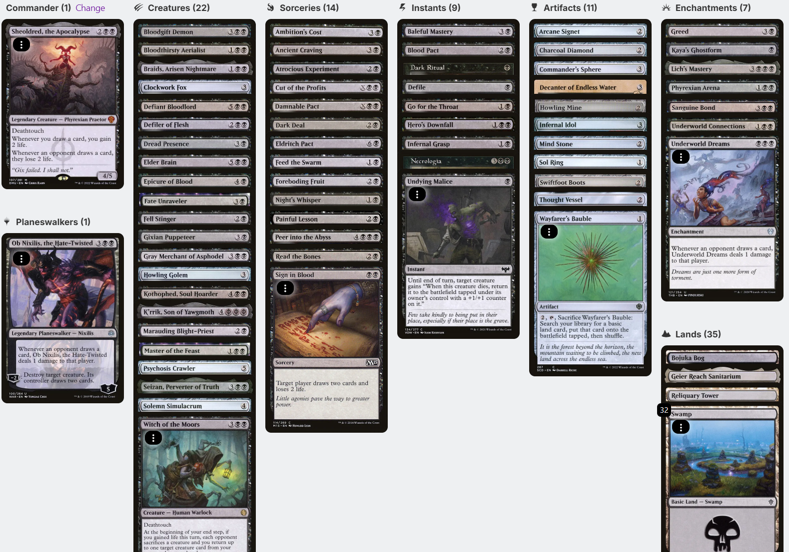 mtg apocalypse card list Sheoldred, the Apocalypse Forced Card Draw Life Drain Magic MTG Commander  Deck