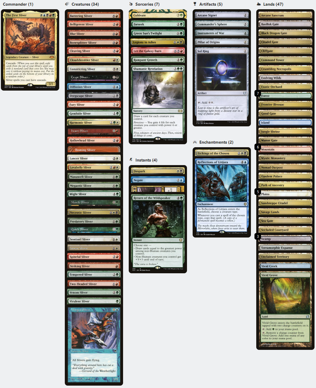 The First Sliver SLIVER CASCADE Magic MTG Custom Commander Deck