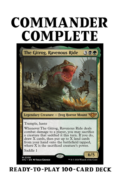 The Gitrog, Ravenous Ride SADDLE LANDFALL CARD DRAW POWER MATTERS Magic MTG Custom Commander Deck The Gitrog, Ravenous Ride SADDLE LANDFALL CARD DRAW POWER MATTERS Magic MTG Custom Commander Deck
